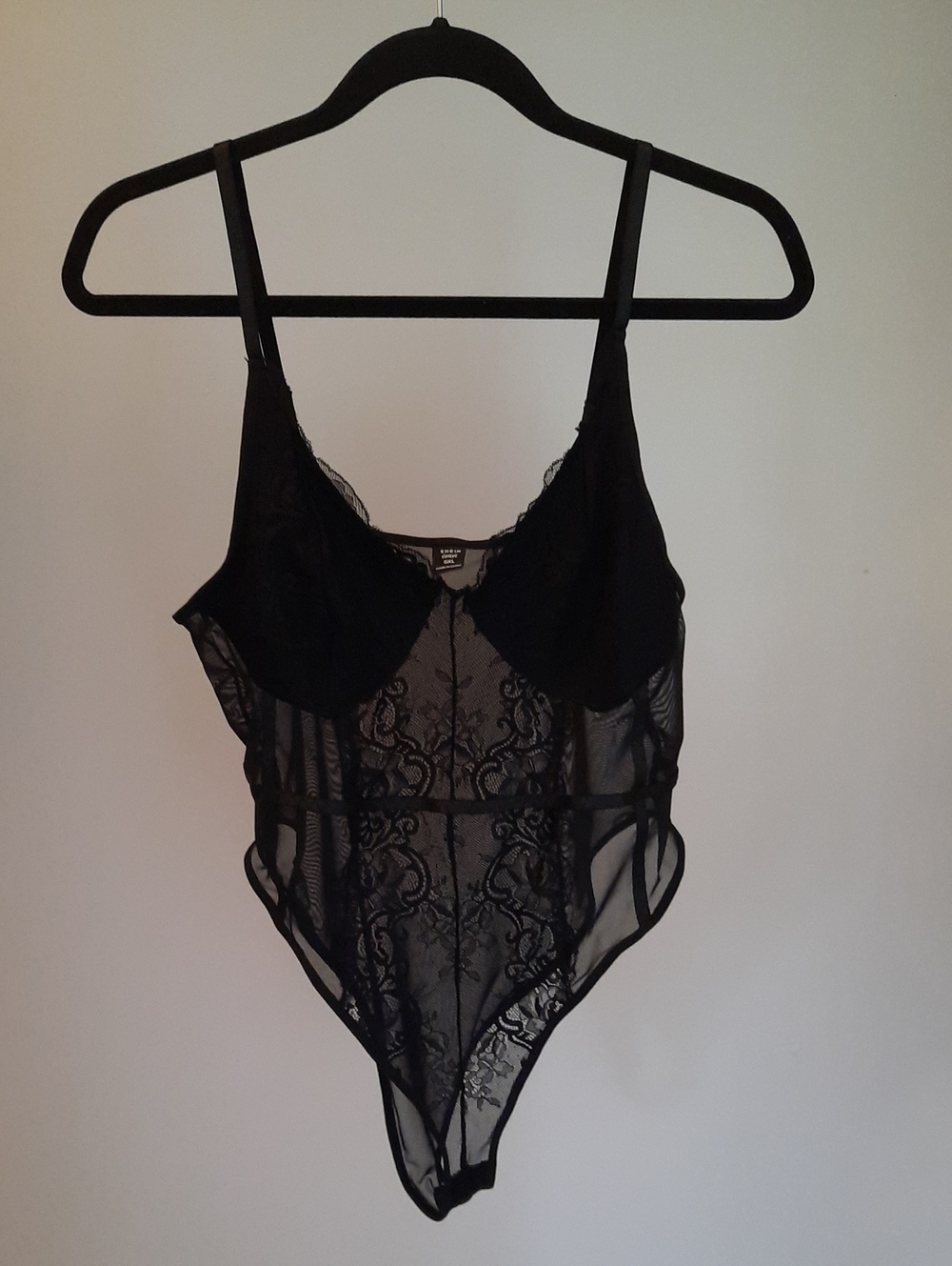 SHEIN Black Lace Sheer Bodysuit Size XL